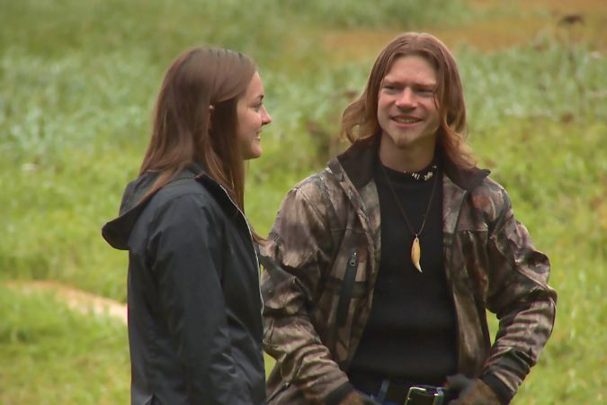 Bear Brown with his friend on the set of alaskan bush people.